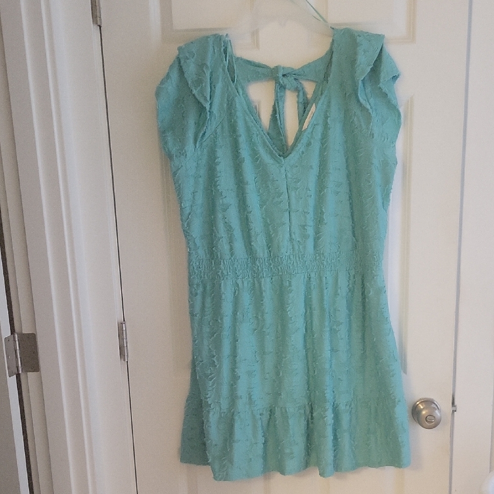 LC Lauren Conrad Blue Sundress with Flutter Cap Sleeves
